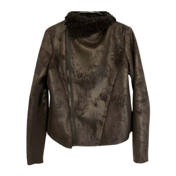 Simply Vera (Vera Wang) Black Faux Suede Jacket With Faux Fur Lining - Size M - Picture 3 of 10